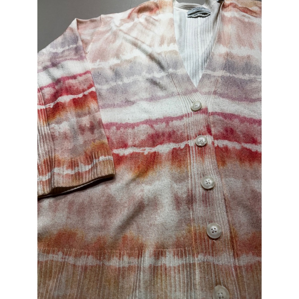 AllSaints Womens Tie Dye Merino Wool Cardigan Sweater Orange Pink Medium *note - Picture 2 of 9